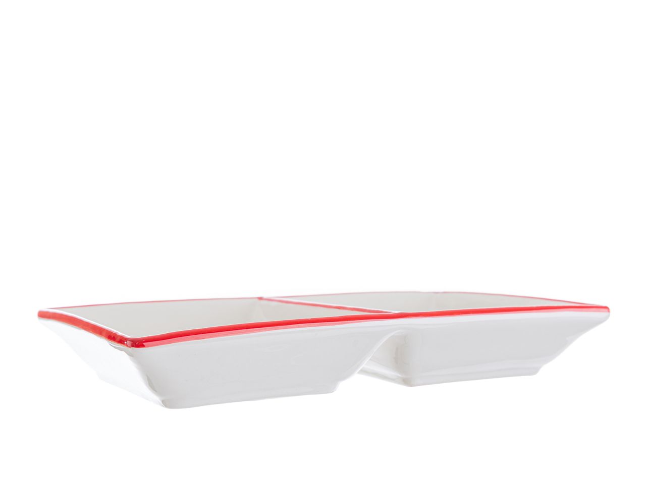 Vassoio in ceramica bianco natale misura 26x16xh.4cm con astuccio