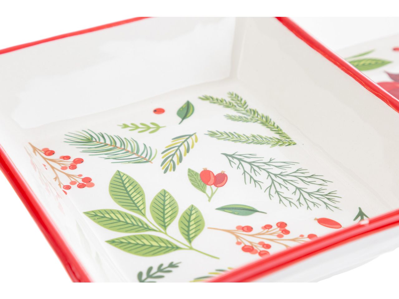 Vassoio in ceramica bianco natale misura 26x16xh.4cm con astuccio