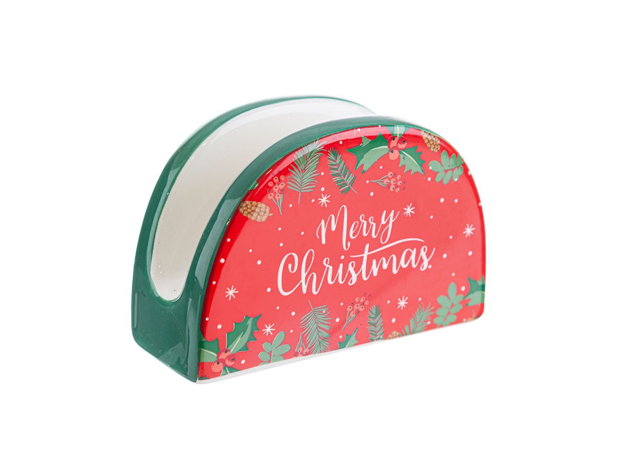 Porta tovaglioli in ceramica merry christmas misura 11x4xh.7cm con astuccio