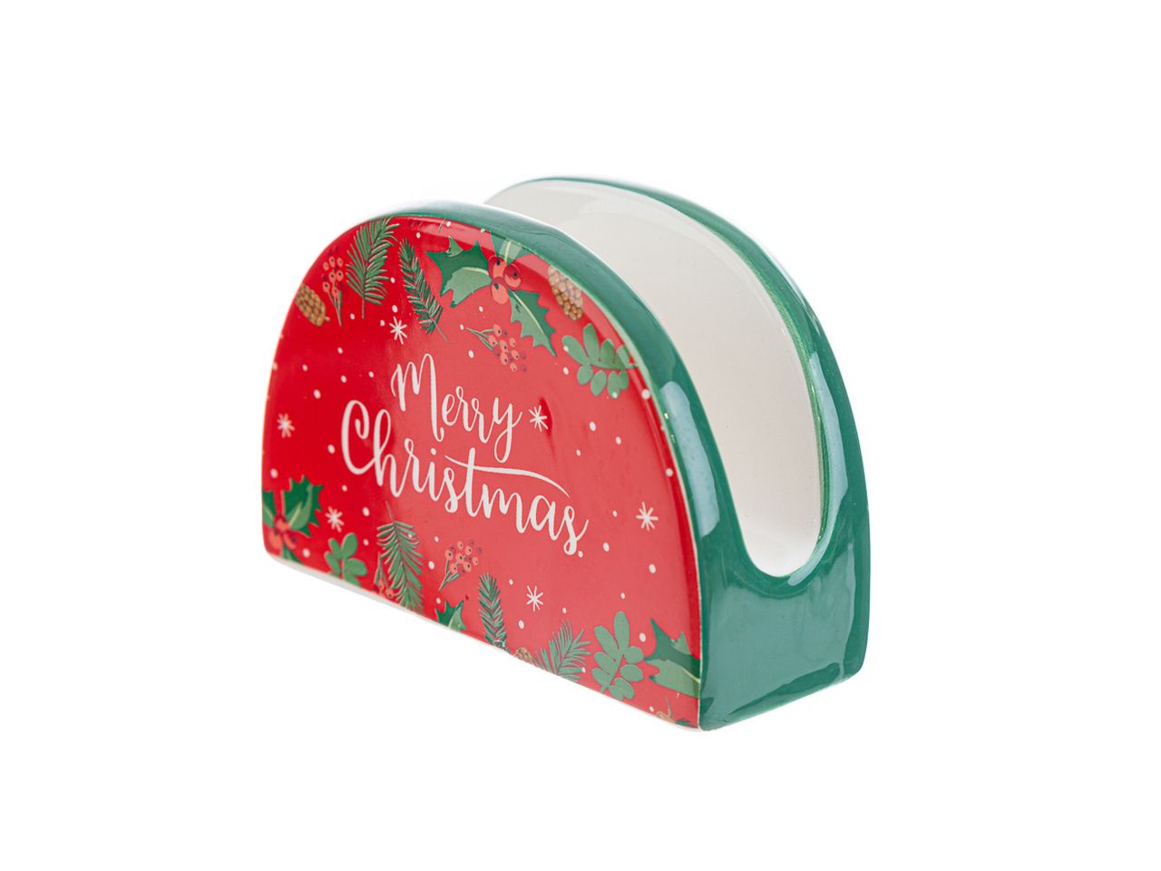 Porta tovaglioli in ceramica merry christmas misura 11x4xh.7cm con astuccio