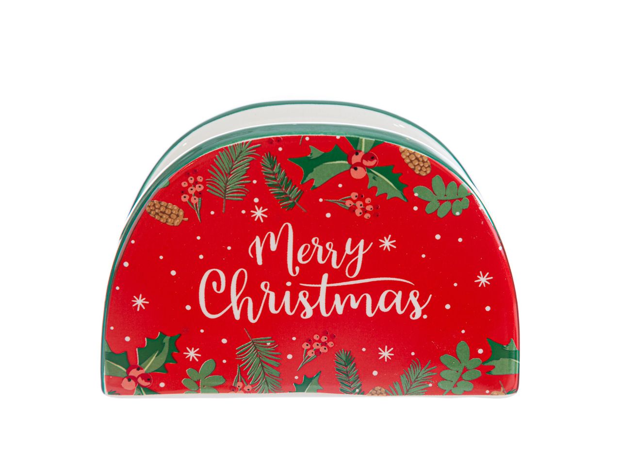 Porta tovaglioli in ceramica merry christmas misura 11x4xh.7cm con astuccio