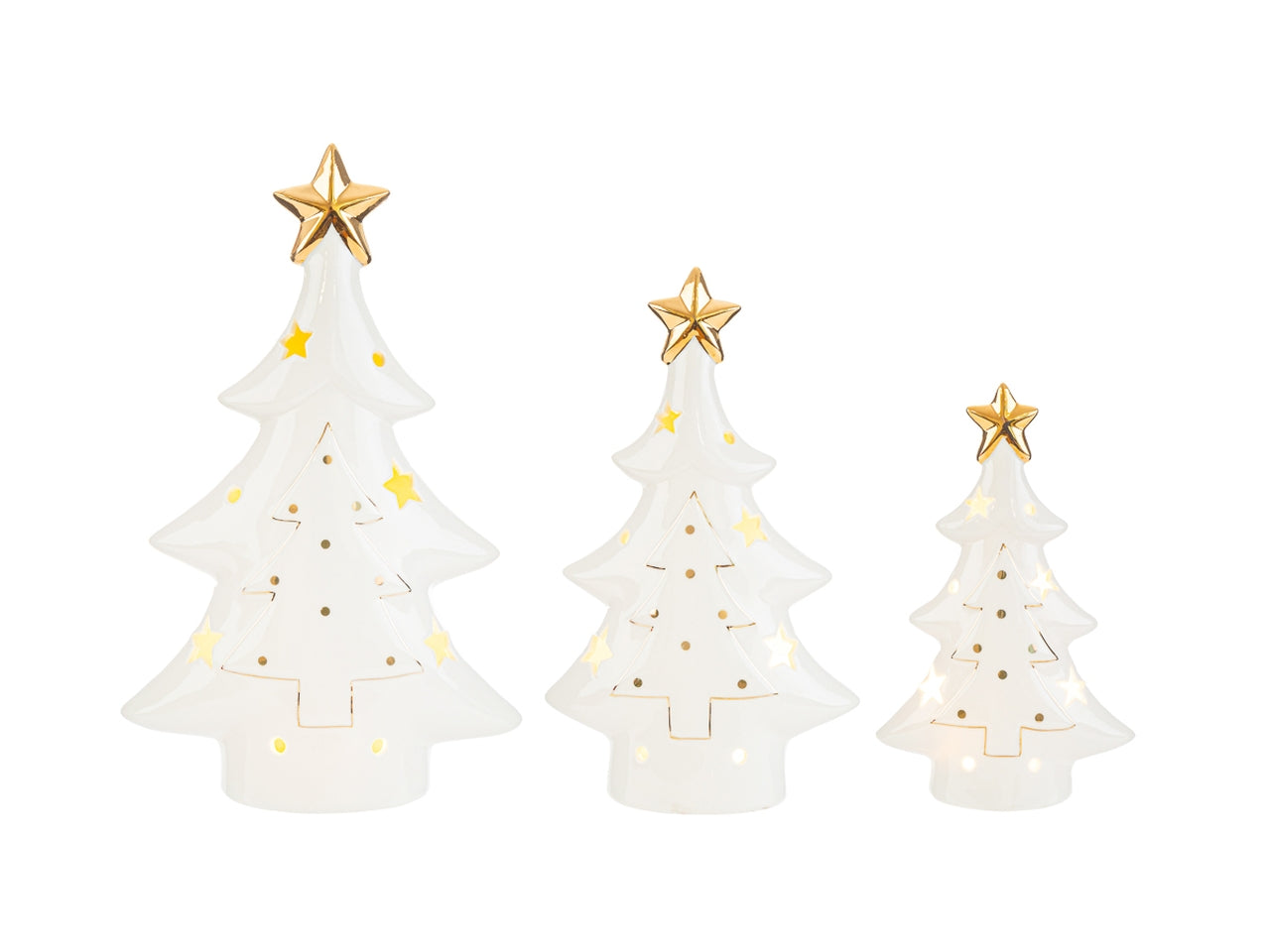 Albero natalizio 12,5x6xh.20,5cm con led in porcellana