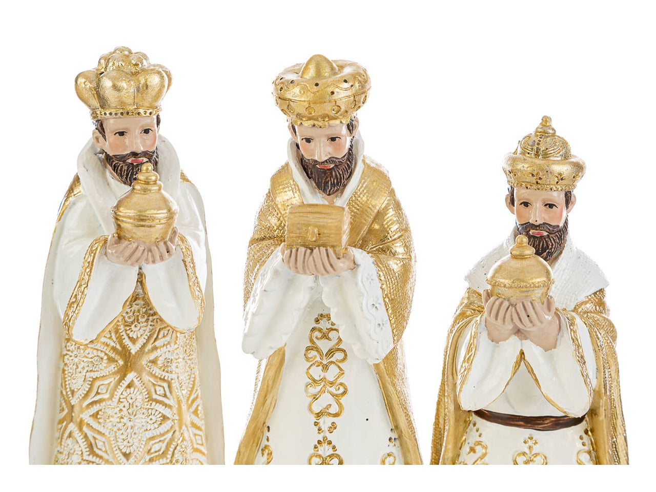 Natività resina bianco e oro da 6 soggetti h.16,5cm - Le Stelle