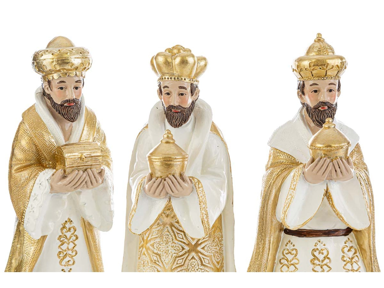 Natività resina bianco e oro da 6 soggetti h.22,5cm - Le Stelle