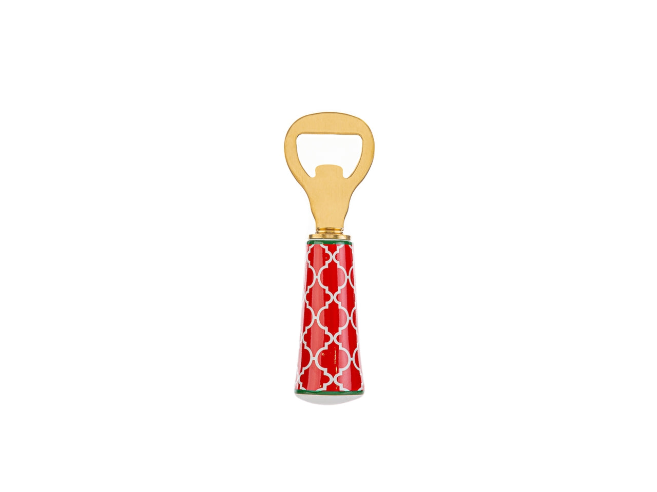 Apribottiglie natalizio in ceramica e metallo rosso e dorato con scatola regalo 12x3 cm - Le Stelle
