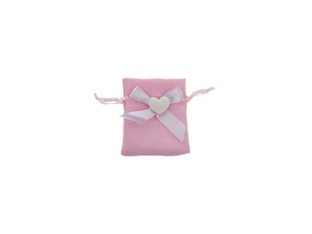 Sacchetto cotone cuore rosa 8x10cm52457