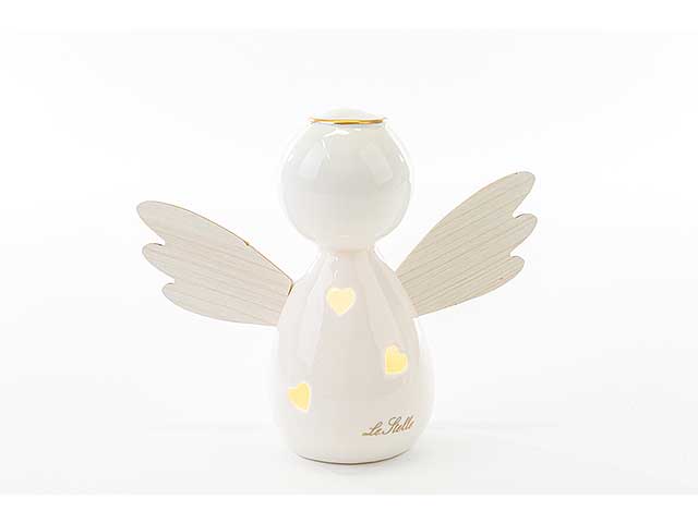 Angelo led porcellana/legno h.10cm 53075