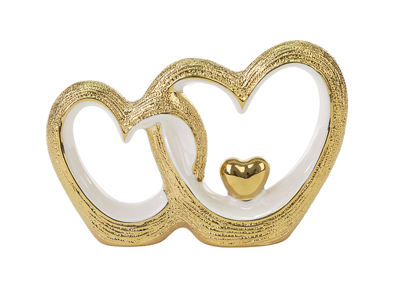 Cuori intrec.porc.oro 19,5x4xh.13,5 54245