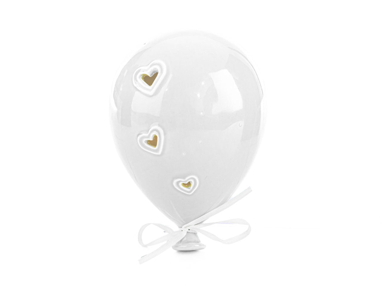 Appendino palloncino con led in porcellana colore bianco 13x9,5xh,6,5cm