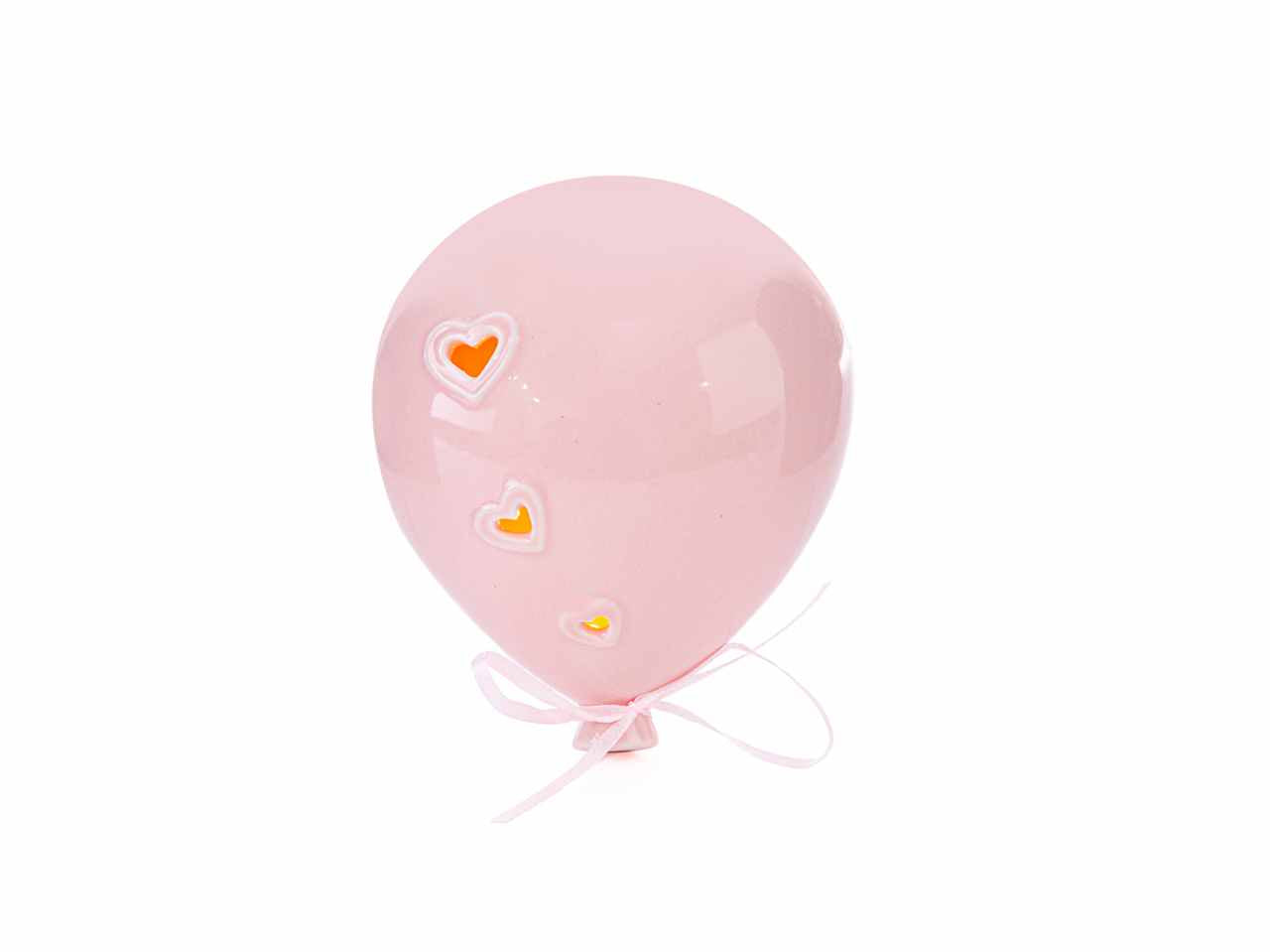Appendino palloncino con led in porcellana colore rosa 11,5x11xh.6cm