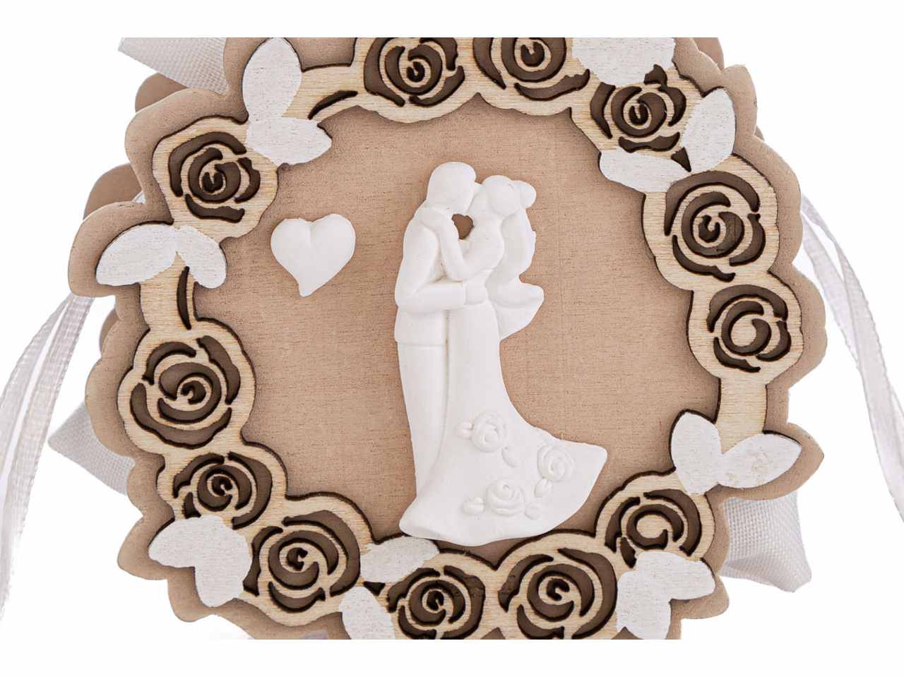 Sacchetto porta confetti in legno sposi 3 assortimenti 3,5x7,5xh.8cm