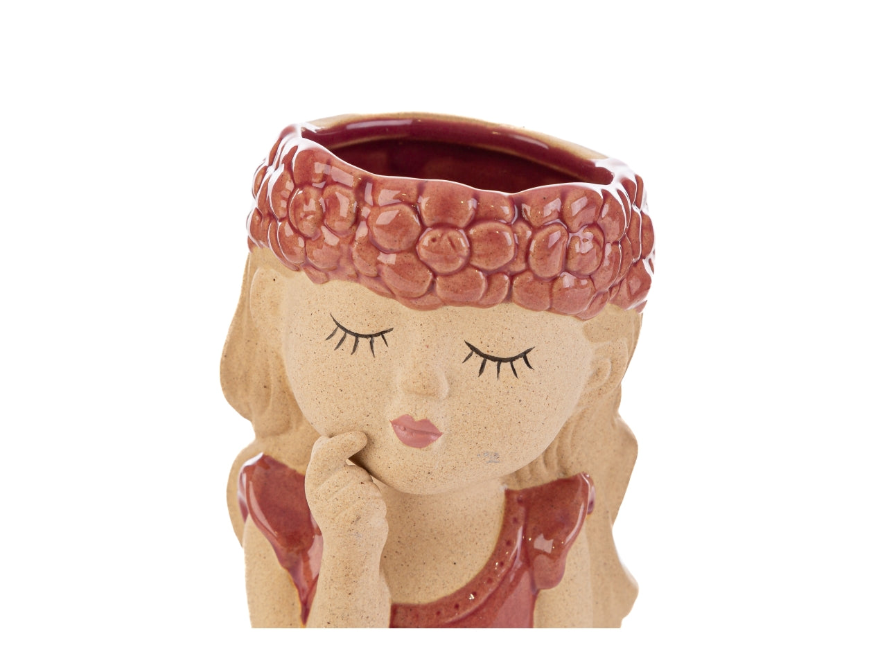 Vaso decorativo ceramica multicolor mezzo busto donna per uso interno 7,5x10 cm - Le Stelle