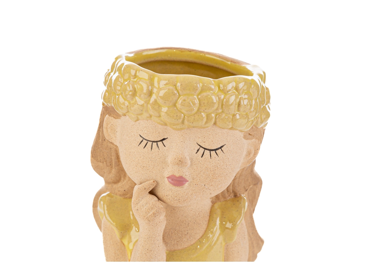 Vaso decorativo ceramica multicolor mezzo busto donna per uso interno 7,5x10 cm - Le Stelle