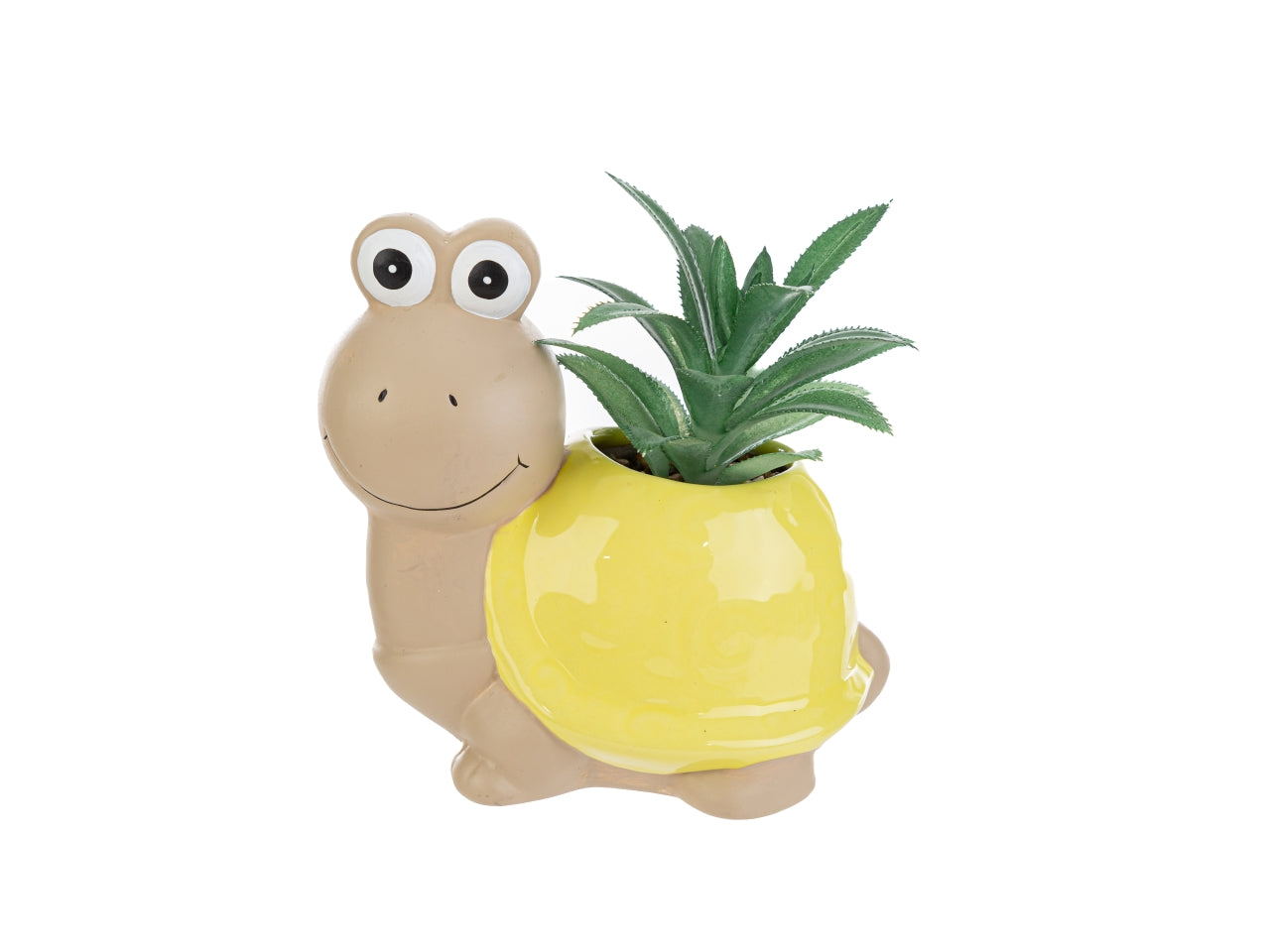 Piantina artificiale bomboniera tartaruga in ceramica e plastica 3 colori assortiti 9x13h.16 cm - Le Stelle