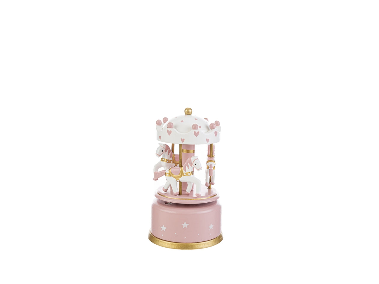 Carillon giostrina in legno rosa/bianco - 7,5x13 cm - Le Stelle