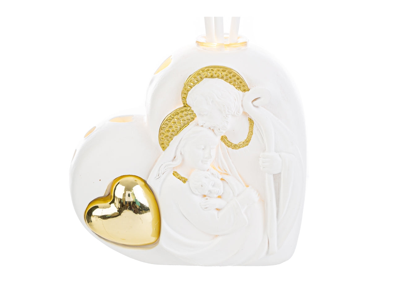Porta profumo con led cuore sacra famiglia