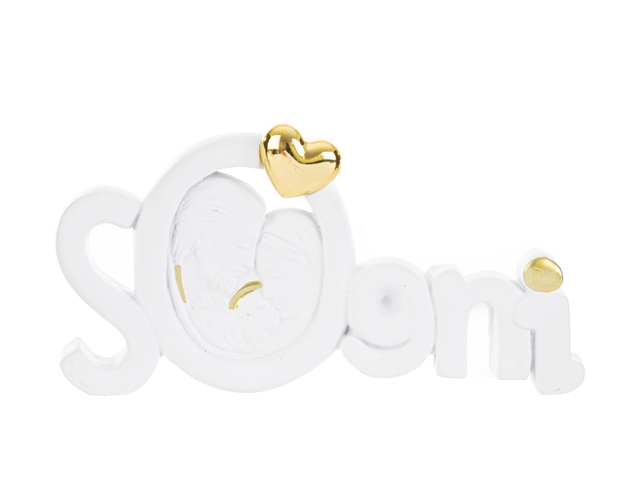 Scritte sacra famiglia in resina in 3 assortimenti