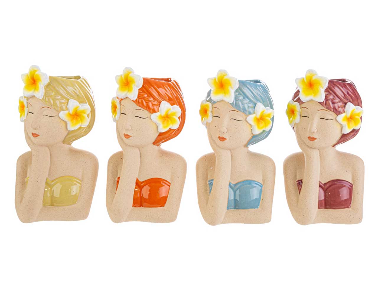 Vaso decorativo ceramica Chica De Ipanema multicolor mezzo busto donna per uso interno 9x9x16 cm - Le Stelle