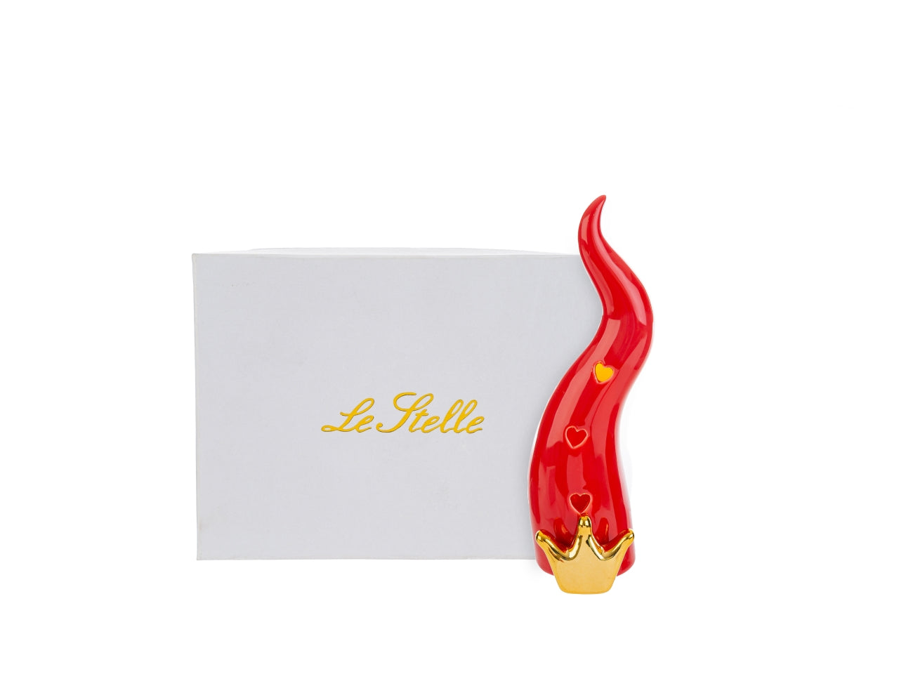 Cornetto rosso in porcellana con led misura 5,5x6,5cm