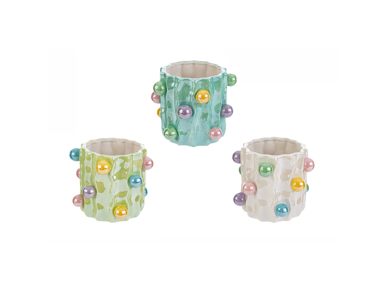 Vasetto in ceramica balls in 3 assortimenti misura 9,5x9,5cm