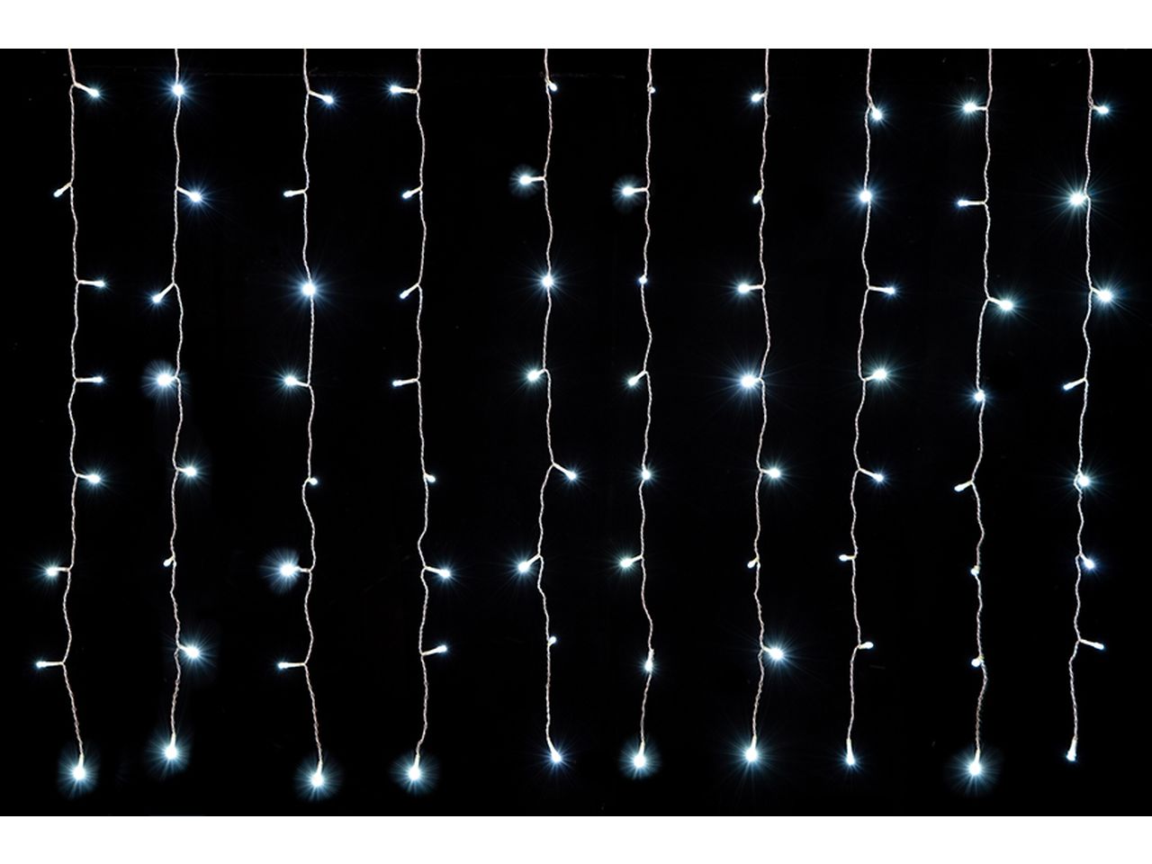 Tenda di luci natalizia a cascata con 192 led funzione flash misura 3x1mt colore bianco per uso esterno connect