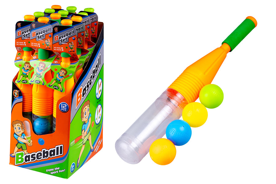 Gioco baseball con mazza 55cm e 4 palline  - disponibile in 2 diversi colori