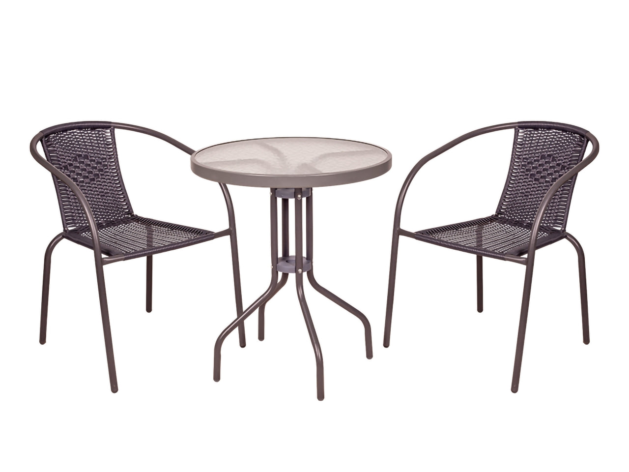 Set bistro' rattan tavolino con 2 sedie colore grigio misura aperta: 165x65x112cm misura chiusa: 96x65x14cm