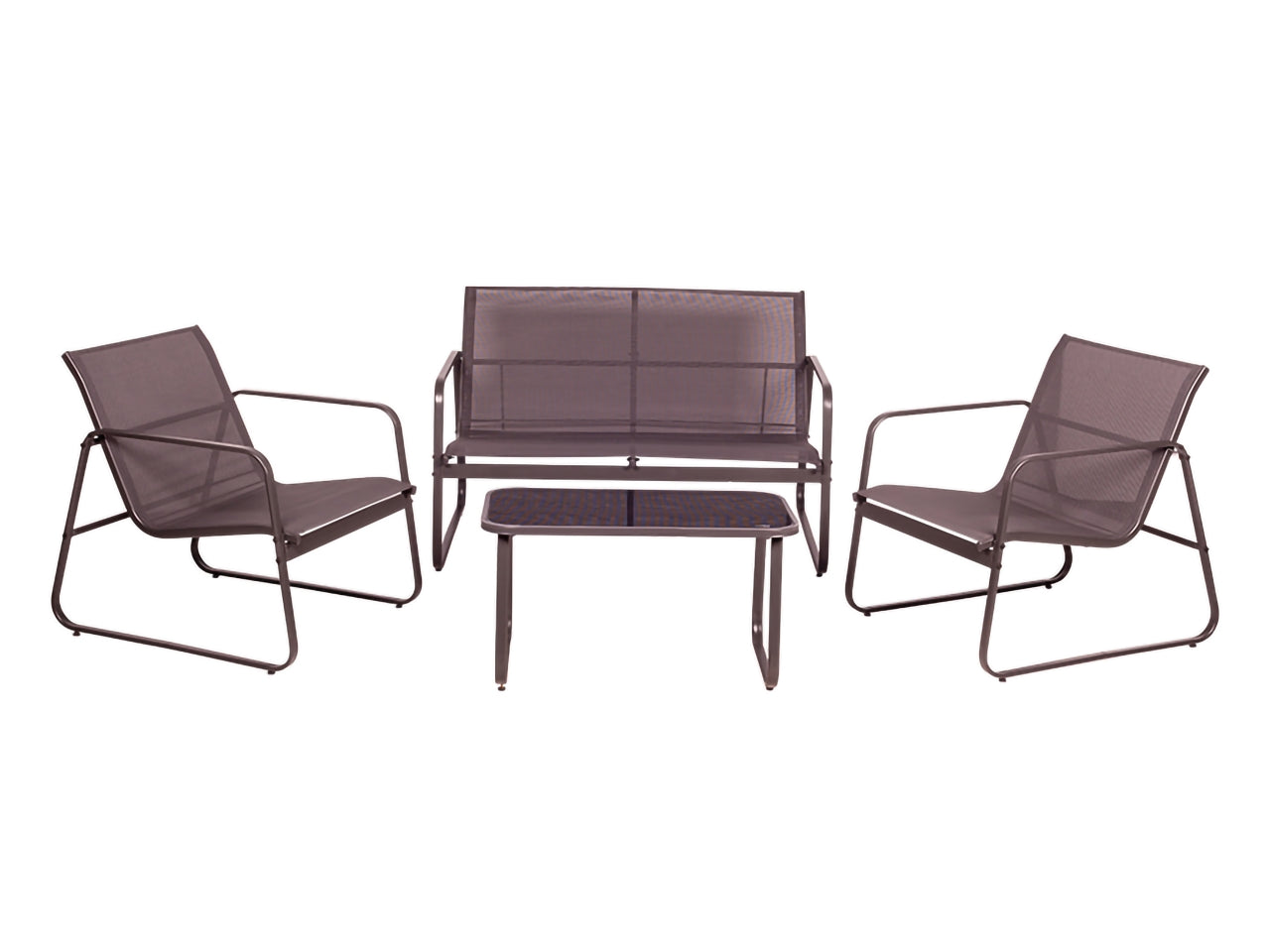 Set 4 pezzi txt divano + 2 poltrone + tavolino grigio scuro misura aperta: 165x65x112cm misura chiusa: 96x65x14cm