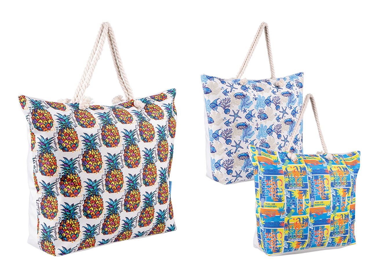 Borsa mare cordata 65x50x17cm in 3 assortimenti