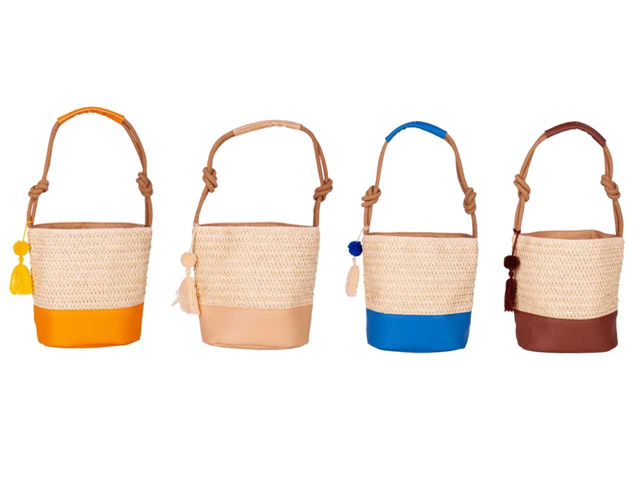 Borsa mare paglia cordata h.25cm in 4 assortimenti