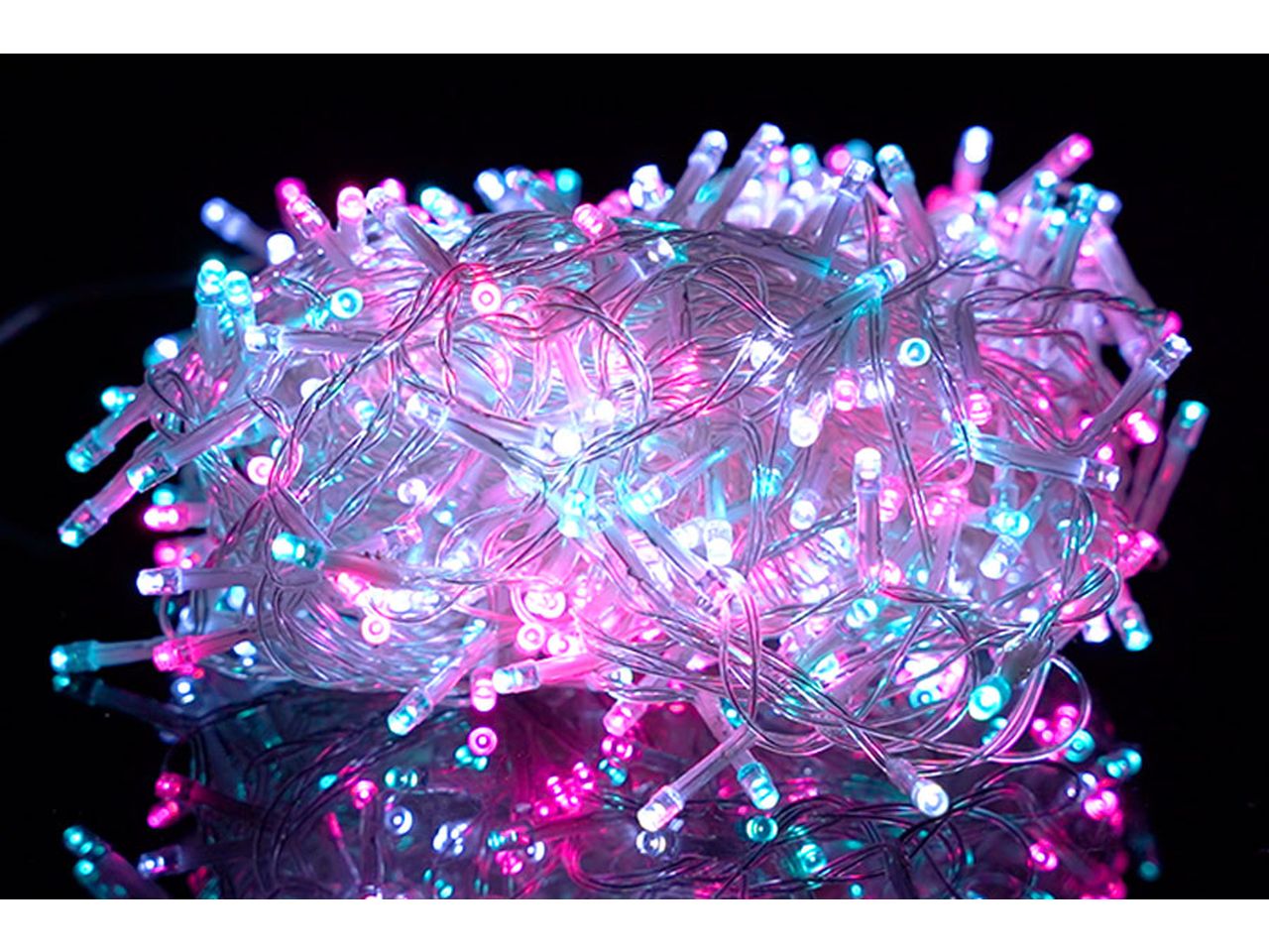 Serie di luci natalizie con 500 led e 8 funzioni per uso esterno trasparente colore bianco, rosa e azzurro