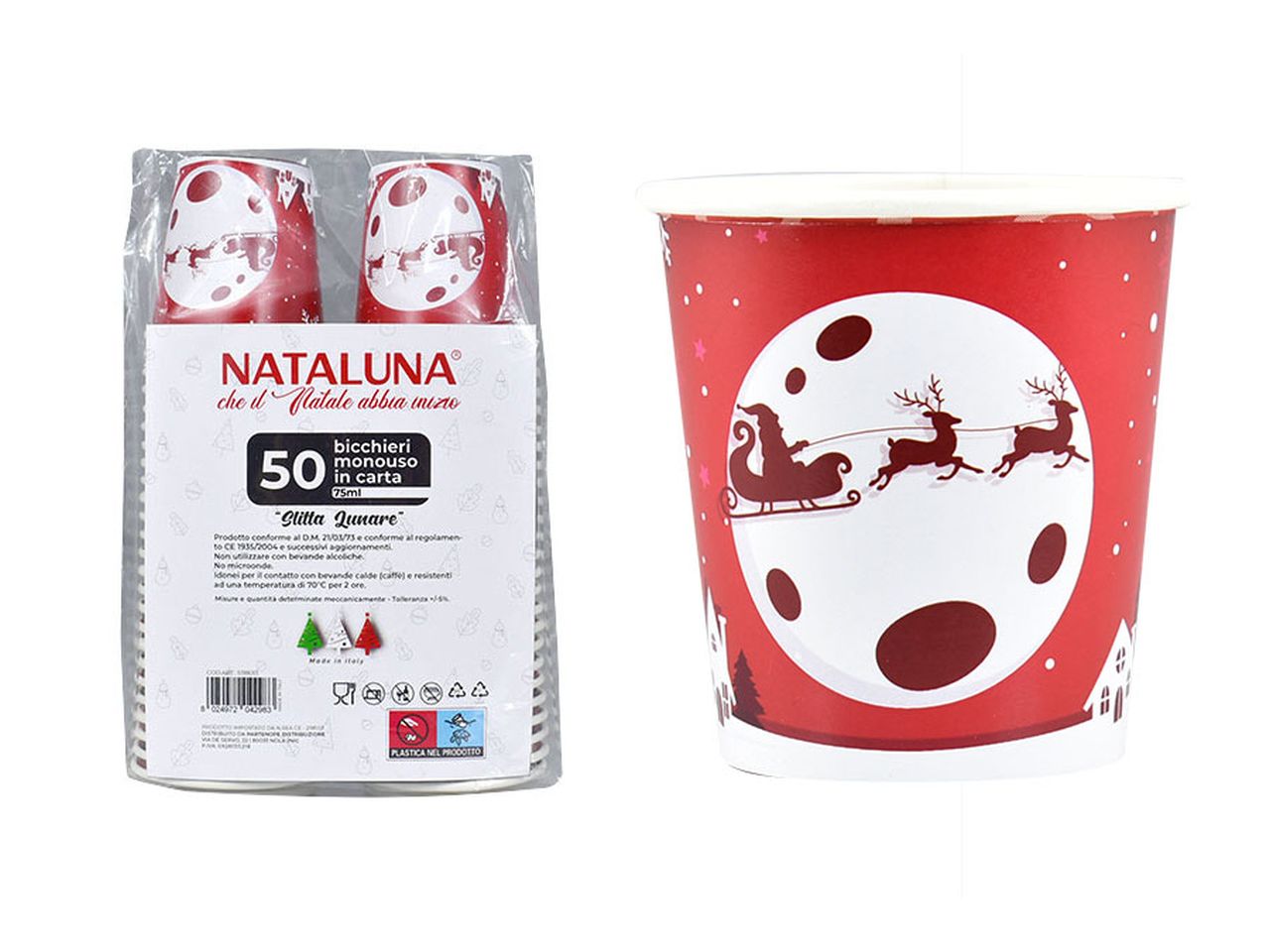 Bicchieri monuso in carta - la confezione comprende 50 bicchieri misura 75ml