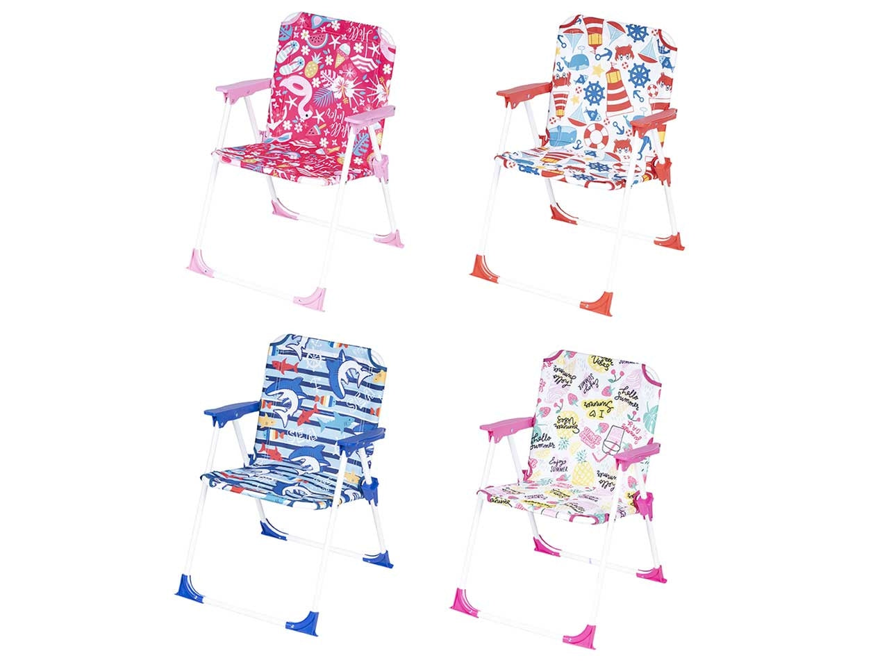 Sedia bimbi in ferro e plastica 4 colori assortiti pieghevole 37x25x26/52cm - Nataluna