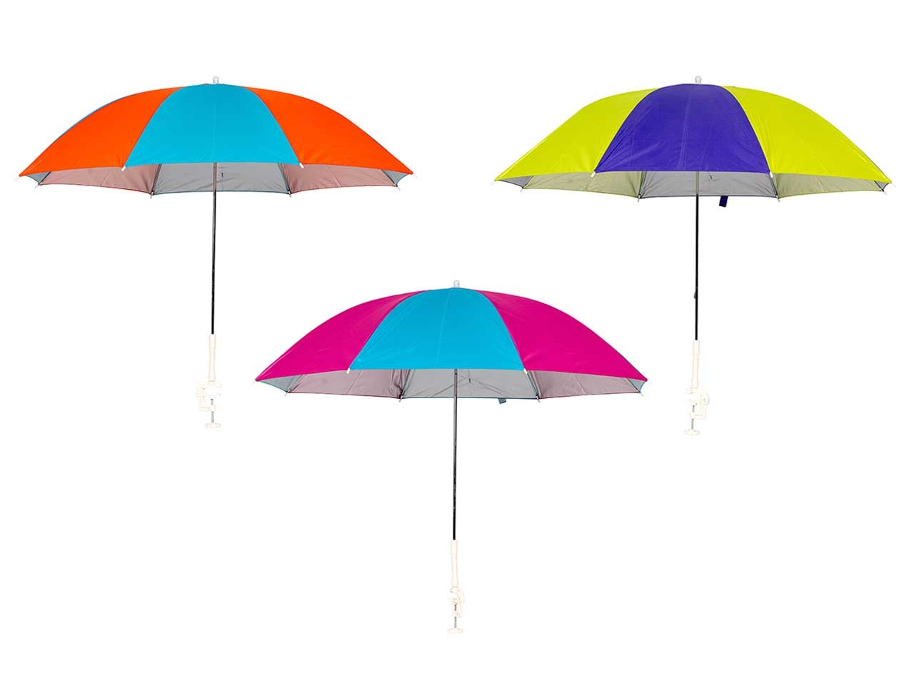 Ombrellino parasole con clip d.130cm 8 raggi in 3 assortimenti