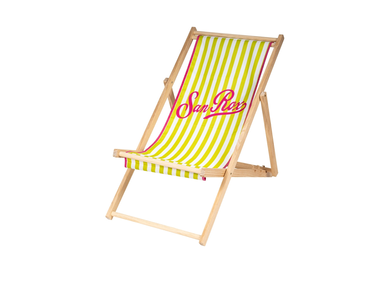San rox sdraio in legno 58x89x90cm polyestere stripe gialla