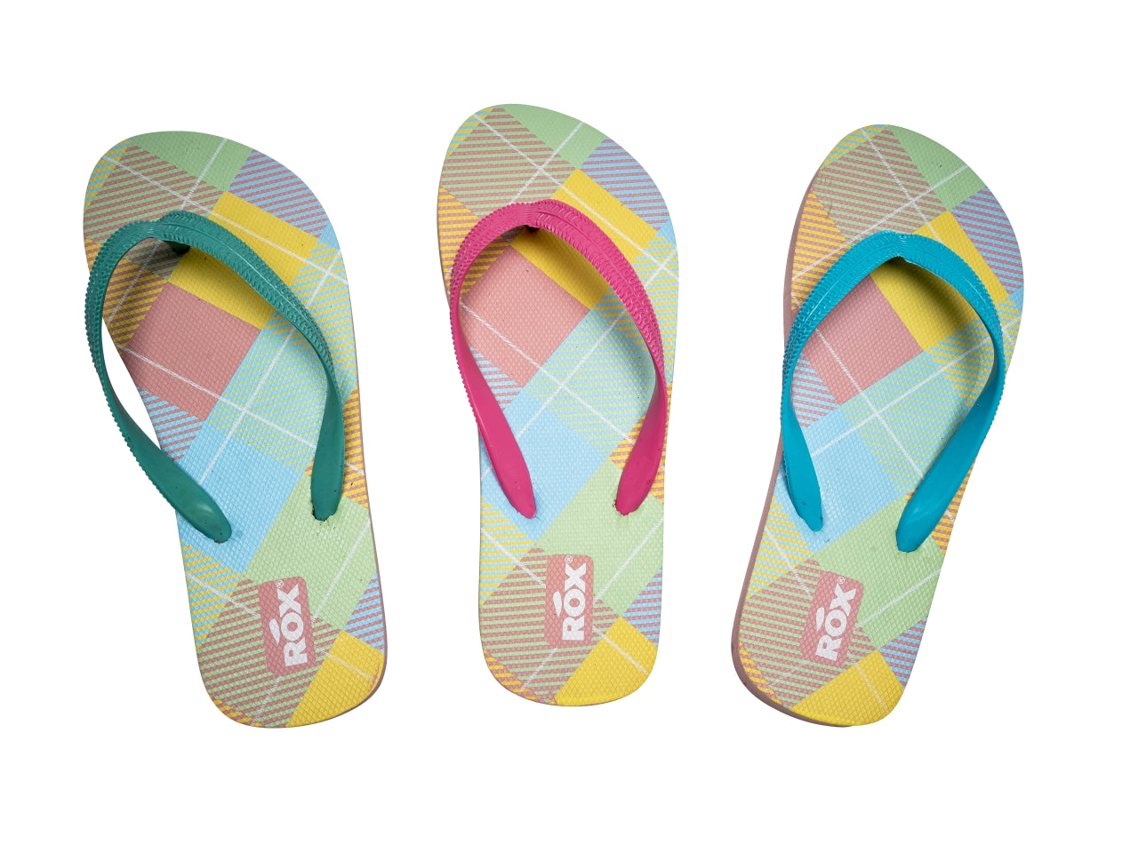 Infradito mare bimba in gomma fantasia tartan multicolor taglie 28/34 - Rox