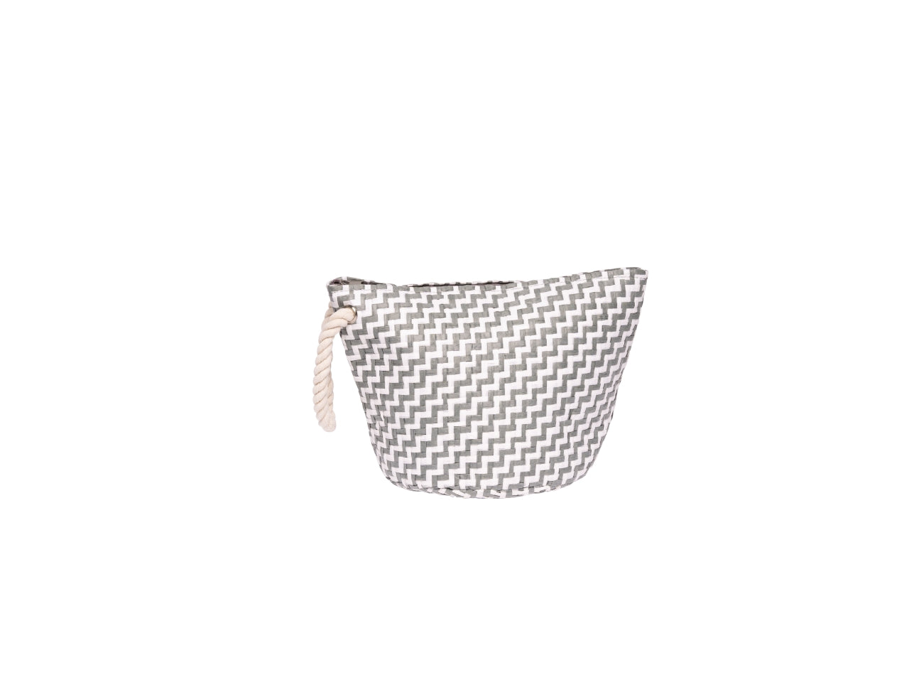Pochette mare con zip in paglia di carta naturale in 4 colori assortiti zig zag e polsiera in corda 18x18 cm - Rox
