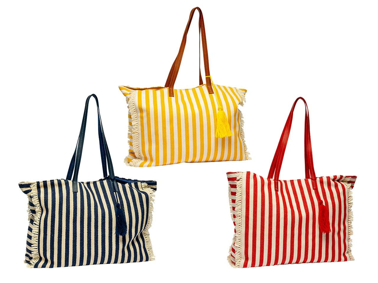 Borsa mare con frange 45x14x38cm in 3 colori assortiti