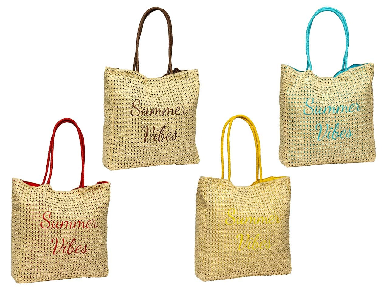 Borsa mare summer vibes 40x12x42cm in 4 colori assortiti