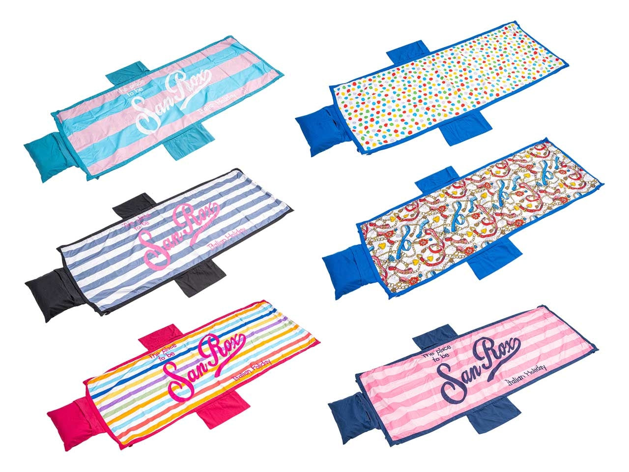 Sam rox telo lettino 70x190cm con tasche e cuscino in 6 colori assortiti