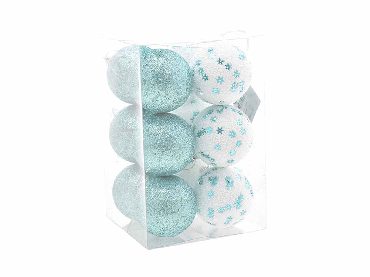 Palle 12pz 7cm con fiocchi di neve tiffany