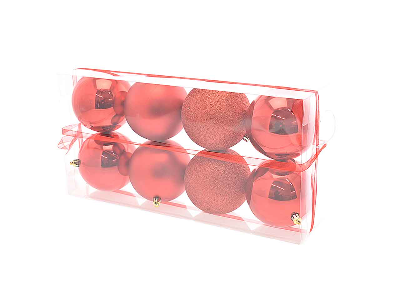 Sfera rossa 10cm 8 pezzi matto/lucido/glitter 7797263