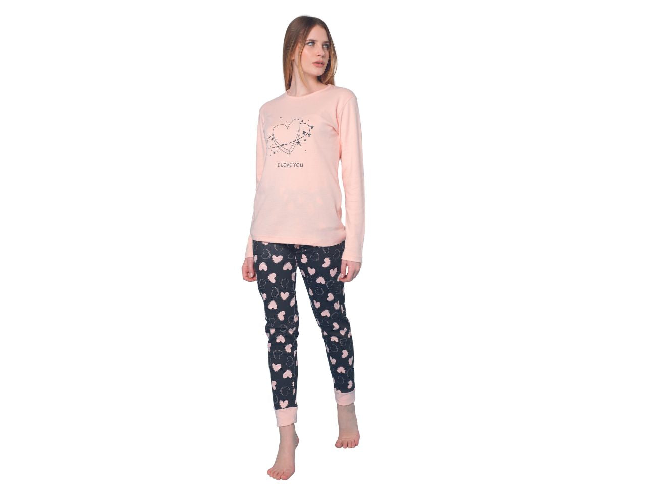 Pigiama da donna caldo cotone 220gsm taglie dalla s alla xl