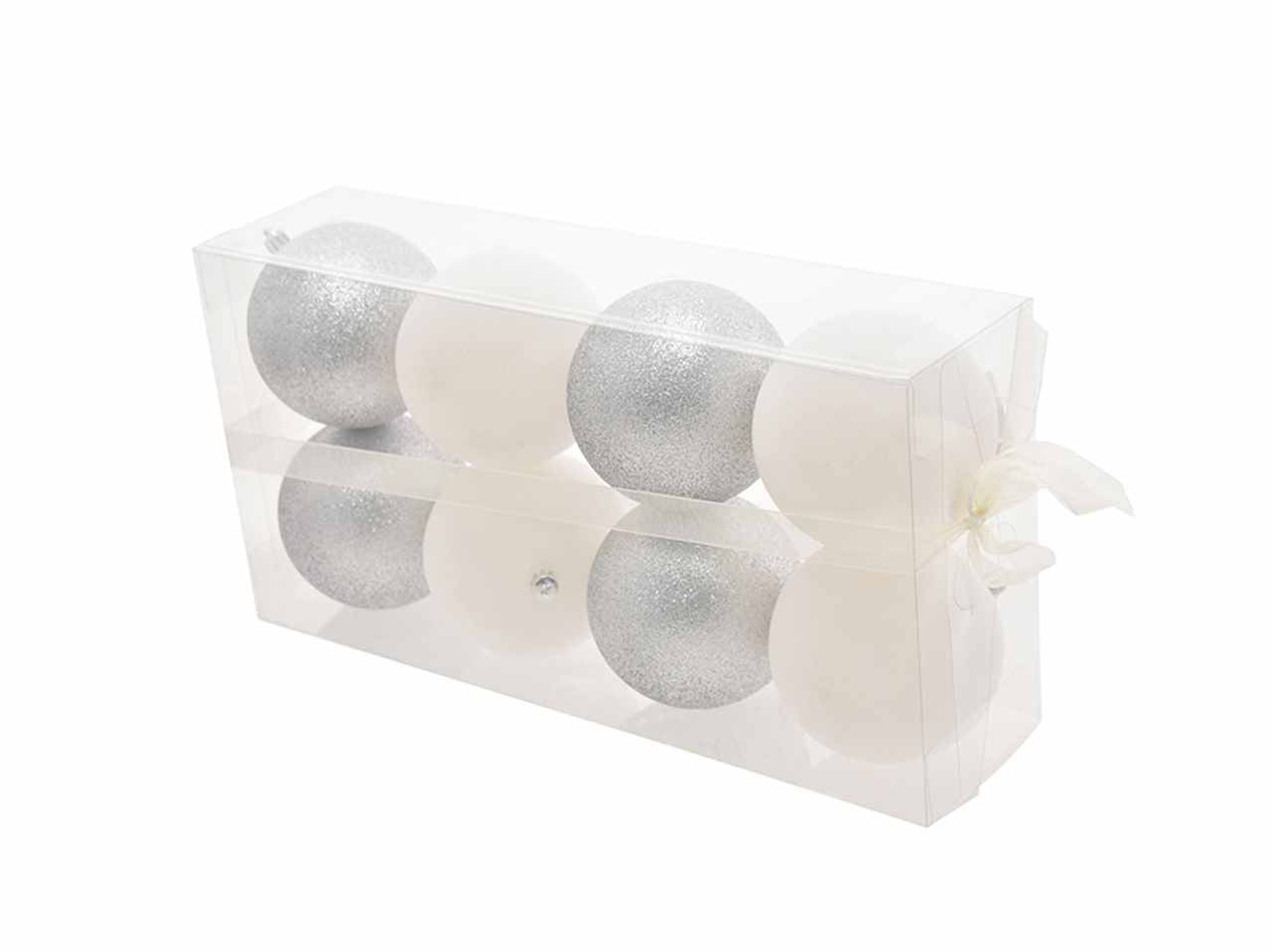 Palline natalizie argento in velluto diametro 10cm - 8 pezzi