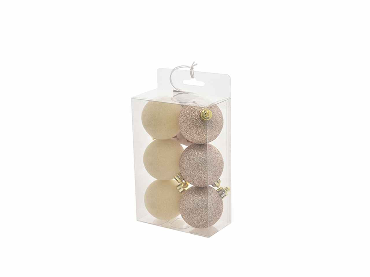 Palline natalizie champagne in velluto diametro 5cm - 6 pezzi