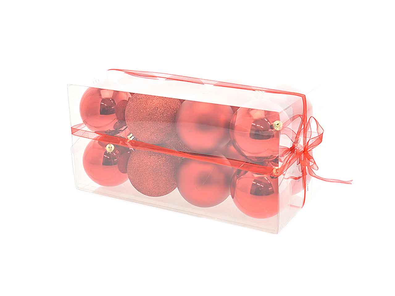 Sfera 8cm 16 pezzi matto/lucido/glitter rossa 7797289