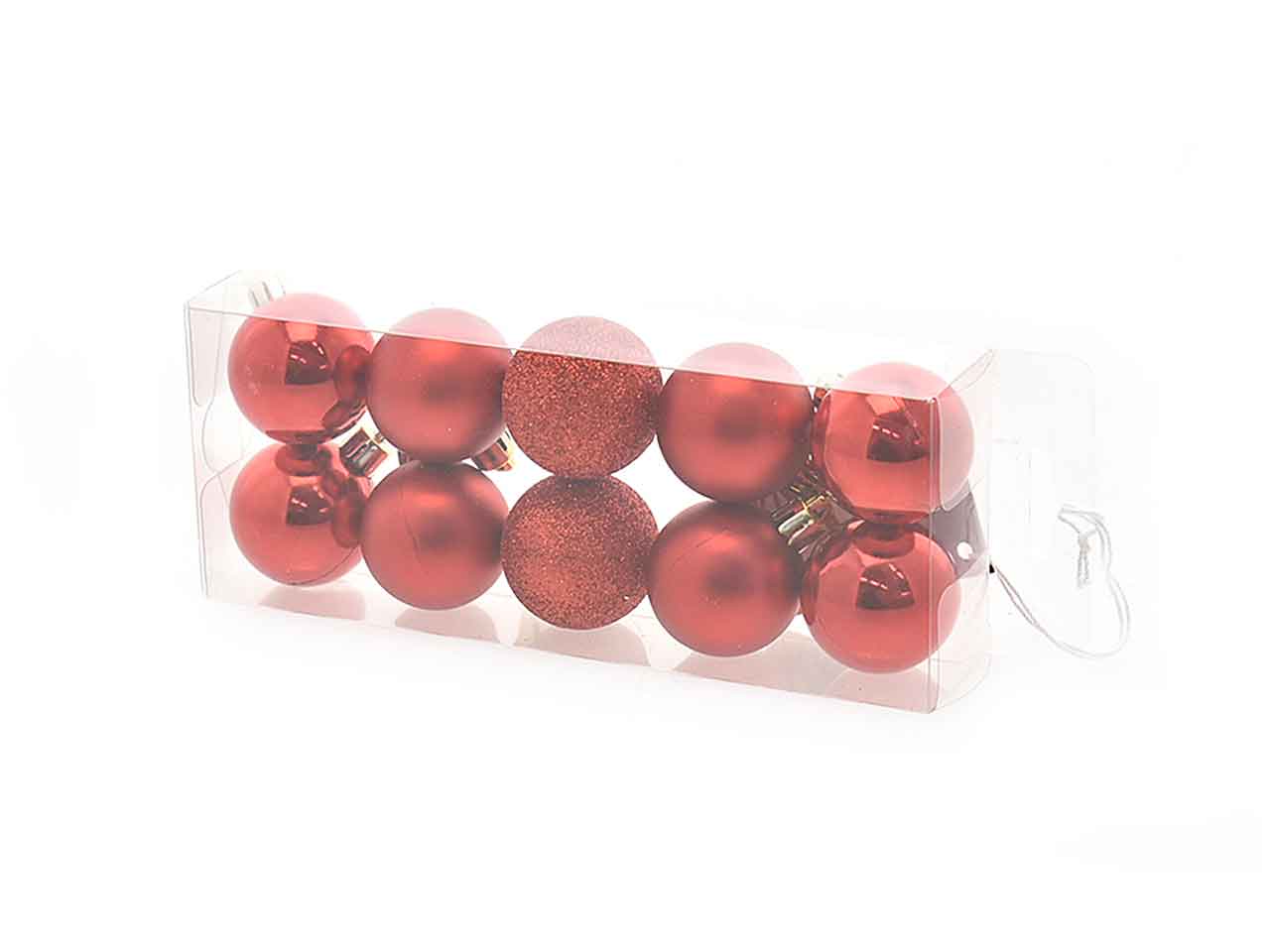 Palline natalizie matto/lucido/glitter rosso diametro 4cm - 10 pezzi