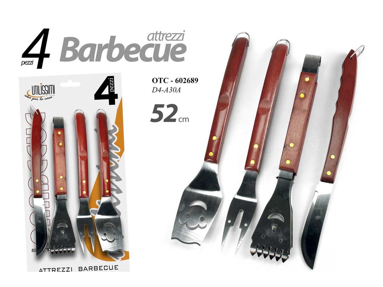 Set per barbecue - la confezione comprende 4 attrezzi per barbecue