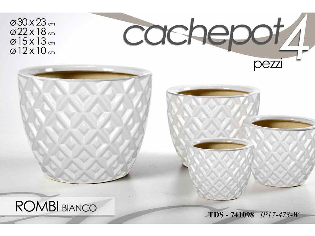 L.tds cachepot bianco 4pz 741098