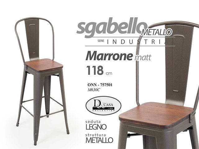 Sedia sgabello con schienale 118cm 757501